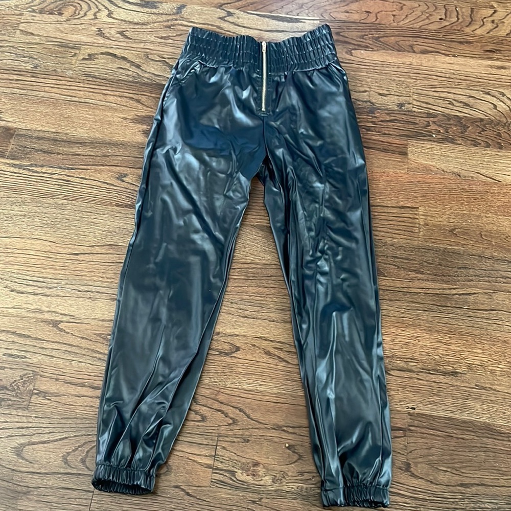 PU high waist leather joggers NWOT